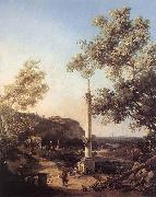 Canaletto Capriccio: River Landscape with a Column f USA oil painting artist