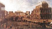 Canaletto Capriccio: a Palladian Design for the Rialto Bridge, with Buildings at Vicenza USA oil painting artist