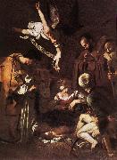 Caravaggio Nativity with St Francis and St Lawrence fdg oil painting on canvas