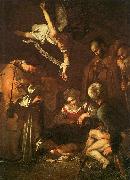 Caravaggio The Nativity with Saints Francis and Lawrence painting