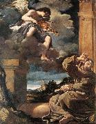 GUERCINO St Francis with an Angel Playing Violin sdg oil