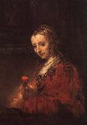 Rembrandt Lady with a Pink painting