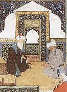 A shaykh in the prayer niche of a mosque, Bihzad