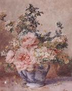 F.Rivoire Apple Blossoms with Peonies USA oil painting artist