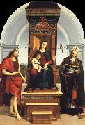 The Madonna and Child Enthroned with Saint John the Baptist and Saint Nicholas of Bari, Raphael