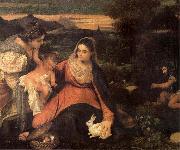 Titian The Virgin with the rabbit oil painting reproduction
