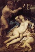 Correggio Venus, satyr and Cupido painting