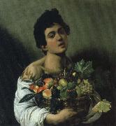 Caravaggio ung man med fruktkorg painting