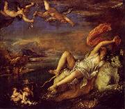 Titian The Rape of Europa  is a bold diagonal composition which was admired and copied by Rubens. oil painting reproduction