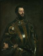 Titian Portrait of Alfonso d'Avalos (1502-1546), in Armor with a Page oil painting on canvas