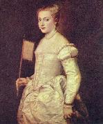 Titian Portrat einer Dame in Weib painting