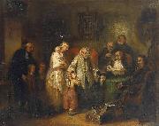Young widow and four children at the opening of the last will, Anonymous