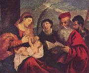 Titian Maria mit dem Kinde, dem Hl. Stephan, Hl. Hieronymus und Hl. Mauritius painting