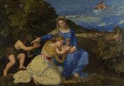 Titian The Virgin and Child with the Infant Saint John and a Female Saint or Donor USA oil painting artist