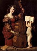 Domenichino Sainte Cecile avec un ange tenant une partition musicale