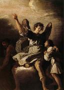 Fetti,Domenico L'ange gardien protegeant un enfant de l'empire du demon USA oil painting artist