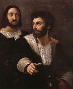 Raffaello Portrait de l'artiste avec un ami oil painting