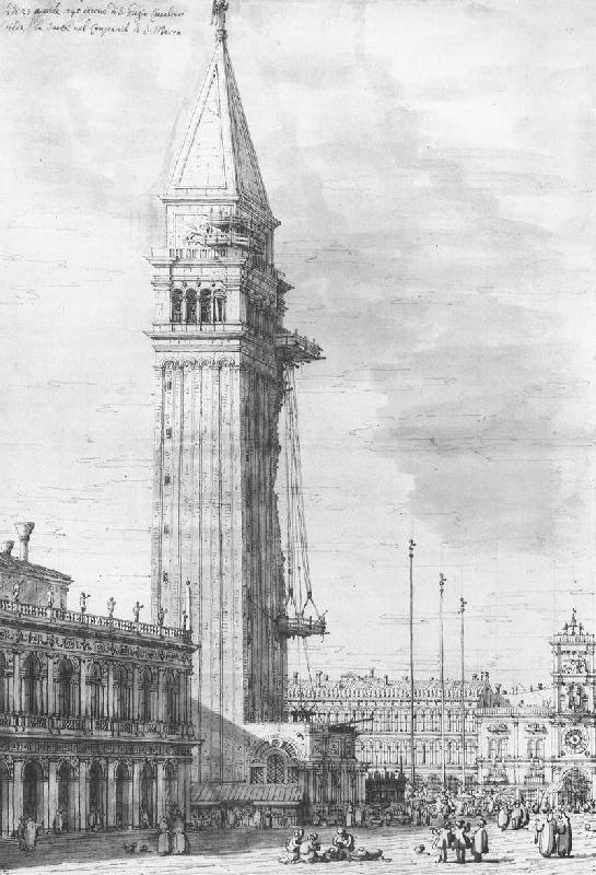 Canaletto The Piazzetta: Looking North, the Campanile under Repair bdr