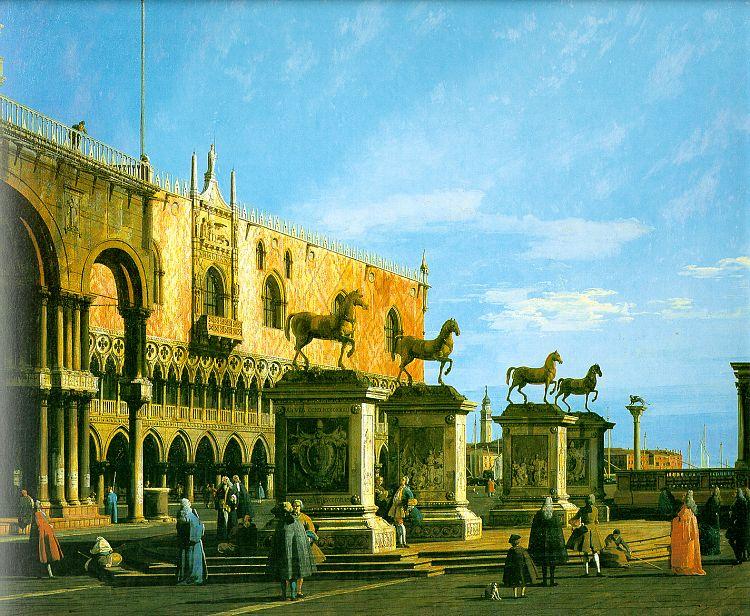Canaletto Capriccio, The Horses of San Marco in the Piazzetta