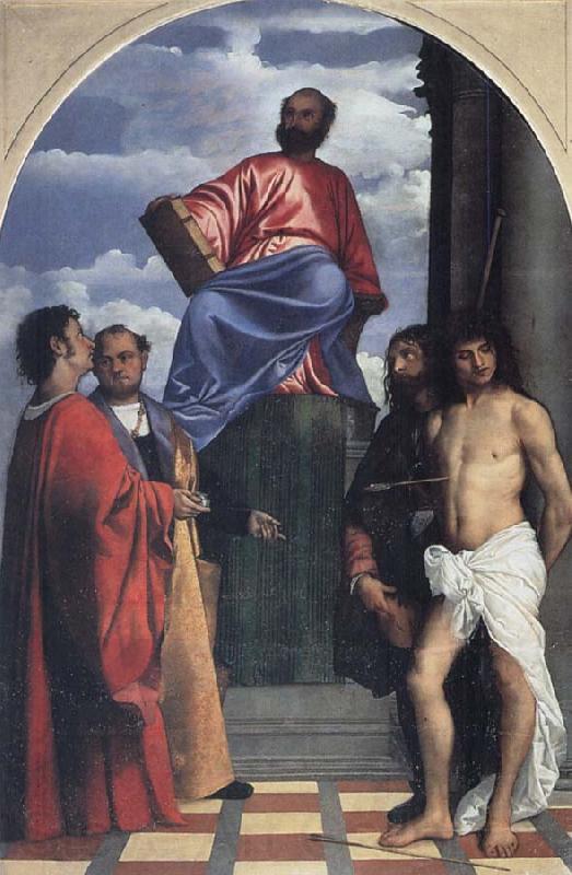 Titian St Mark with SS Cosmas,Damian,Roch and Sebastian