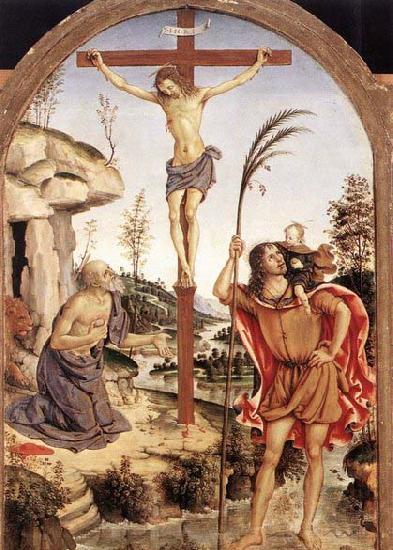 Pinturicchio The Crucifixion with Sts Jerome and Christopher