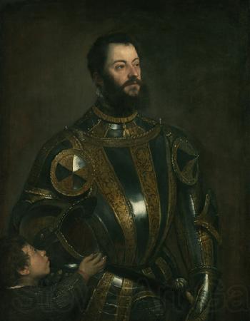 Titian Portrait of Alfonso d'Avalos (1502-1546), in Armor with a Page