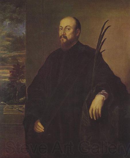 Titian Portrat eines Malers mit einer Palme