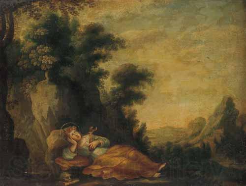 Anonymous Saint Dorothea meditating in a landscape
